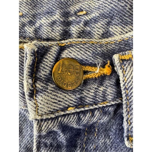 Lee women’s xs high rise 90’s blue denim jean shorts distressed - Picture 2 of 4